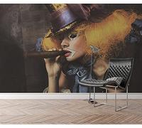 Wallpaper Wall Mural Blonde Hair Cigar Girl Self Adhesive Removable Peel & Stick Wall Decor Home Craft Wall Decal Wall Poster Sticker for Living Room Office Hotel Restaurant 55"X 27"