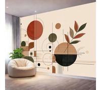 Wallpaper Wall Mural Brown Prints,Pattern Modern Minimalist Geometric Leaf Photo Wallpaper Non-Woven Wall Mural Poster - for Living Room Bedroom Corridor Tv Background Decor Murals 150 x 105 cm（WxH