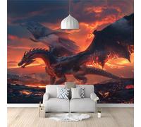 Wallpaper Wall Mural Cartoon Fantasy Dragon Magma 3D Wall Murals Non-Woven Premium Art Wall Print- Poster Picture Photo HD Modern TV Background Decorative 350 x 256 cm (W x H)