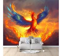 Wallpaper Wall Mural Cartoon Orange Flamingo 300x210 cm 3D Photo Wallpaper Non-Woven Wall Mural Poster, for Living Room Bedroom Corridor TV Background Wall Decor Murals