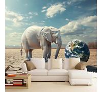 Wallpaper - Wall Mural Earth 350 x 245 cm Photo Wallpaper Elephant Non-Woven Premium Art Print Wall Mural Decoration for Living Room, Bathroom, Bedroom
