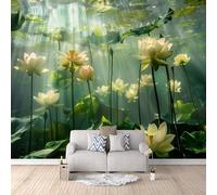 Wallpaper - Wall Mural Flowers 100 x 70 cm / 39.3" x 27.5" - Non-Woven Premium Art Print Fleece Wall Mural Decoration Poster Picture Design Modern - Flowers in The Pond C-B-0403-1A