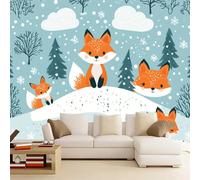 Wallpaper - Wall Mural Fox 365 x 254 cm Photo Wallpaper Cartoon Non-Woven Premium Art Print Wall Mural Decoration for Living Room, Bathroom, Bedroom