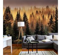 Wallpaper Wall Mural Golden Yellow Nordic Scenery Pine Forest In The Mist 300x210cm 3D Photo Wallpaper Silk Walls Mural Poster, for Living Room Bedroom Corridor TV Background Wall Decor Murals
