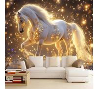 Wallpaper - Wall Mural Horse 150 x 100 cm Photo Wallpaper Gilded Horse Non-Woven Premium Art Print Wall Mural Decoration for Living Room, Bathroom, Bedroom