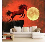 Wallpaper - Wall Mural Horse 350 x 245 cm Photo Wallpaper Rising Sun Non-Woven Premium Art Print Wall Mural Decoration for Living Room, Bathroom, Bedroom