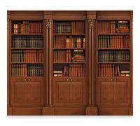 Wallpaper - Wall Mural Library 300x210 cm Non-Woven Premium Art Print Fleece Wall Mural Decoration Poster Picture Design Modern Books Bookshelf Brown Wood Wooden Vintage Retro i-B-0016-a-a