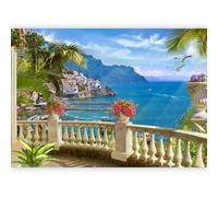 Wallpaper - Wall Mural Ocean 400x280 cm / 157.5" x 110.2" - Non-Woven Premium Art Print Fleece Wall Mural Decoration Poster Picture Design Modern - Sea Ocean Nature Landscape Italy c-B-0101-a-a