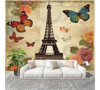 Wallpaper - Wall Mural Romance The Tower Florals Butterflies Non-Woven Wall Mural Colorful Home Decoration Poster Picture for Living Room Bedroom & Home Interiors Wallpaper 350x256 cm