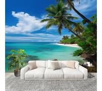 Wallpaper - Wall Mural Sea View Blue Sky Coconut Trees Non-Woven Wall Mural Landscape Home Decoration Poster Picture for Living Room Bedroom & Home Interiors Wallpaper 250x175 cm