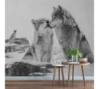 Wallpaper - Wall Mural Steppe Wolf 300 x 256 cm Photo Wallpaper Animal Non-Woven Premium Art Print Wall Mural Decoration for Living Room, Bathroom, Bedroom