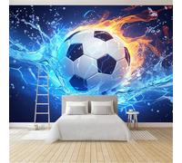 Wallpaper Wall Mural Water and Fire Football 400x280 cm 3D Photo Wallpaper Non-Woven Wall Mural Large Poster, for Living Room Bedroom Corridor TV Background Decor Murals