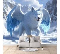 Wallpaper - Wall Mural Wolf 100 x 70 cm / 39.3" x 27.5" - Non-Woven Premium Art Print Fleece Wall Mural Decoration Poster Picture Design Modern - Snow Mountain Blue Winged Ice Wolf C-B-0403-1A