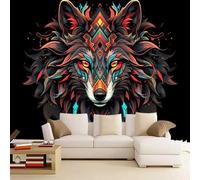 Wallpaper - Wall Mural Wolf 300 x 210 cm Photo Wallpaper Wolf Head Non-Woven Premium Art Print Wall Mural Decoration for Living Room, Bathroom, Bedroom