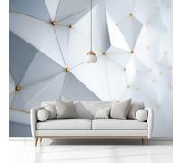 Wallpaper Wall Murals Abstract Geometric Lines White Mural for Bedroom Living Room Decor, Non-Woven Print Photo Wallpaper 300x210 cm Wall Decorative Background