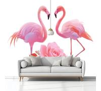 Wallpaper Wall Murals Animal Flamingo Pink Rose Mural for Bedroom Living Room Decor, Non-Woven Print Photo Wallpaper 350x245 cm Wall Decorative Background