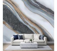 Wallpaper Wall Murals Modern Abstract Marble Gold Grey Mural for Bedroom Living Room Decor, Non-Woven Print Photo Wallpaper 150x105 cm Wall Decorative Background