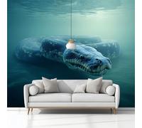 Wallpaper Wall Murals Undersea Giant Python Blue Mural for Bedroom Living Room Decor, Non-Woven Print Photo Wallpaper 368x254 cm Wall Decorative Background