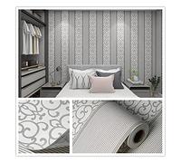 Wallpaper,Wall Paper for Bedrooms 3D Damask Flocking Non Woven Wallpaper European Style Self Adhesive for Home Decoration Living Room Bedroom Wall Decor(ZZ19013,10mX0.53m 57 sq.ft)