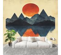Wallpaper Wall Sticker Abstract Geometric Triangle Mountains Non-Woven Print Photo Wallpaper Beige Photo Wall Art for Bedroom Study Game Room Living Room Decor 350x256cm