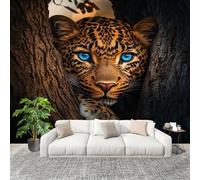 Wallpaper Wall Sticker African Animal Cheetah Non-Woven Print Photo Wallpaper Brown Photo Wall Art for Bedroom Study Game Room Living Room Decor 300x210cm