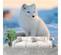 Wallpaper Wall Sticker Animal Arctic Fox Non-Woven Print Photo Blue Photo Wall Art for Bedroom Study Game Room Living Room Decor 200x140 cm