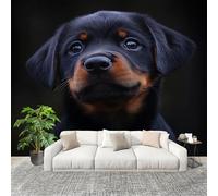 Wallpaper Wall Sticker Animal Rottweiler Puppy Non-Woven Print Photo Wallpaper Dark Photo Wall Art for Bedroom Study Game Room Living Room Decor 350x256cm