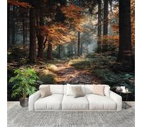 Wallpaper Wall Sticker Autumn Jungle Road Non-Woven Print Photo Wallpaper Green Photo Wall Art for Bedroom Study Game Room Living Room Decor 400x280cm
