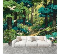 Wallpaper Wall Sticker Jungle Animals and Florals Non-Woven Print Photo Wallpaper Multicolor Photo Wall Art for Bedroom Study Game Room Living Room Decor 250x175cm