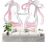 Wallpaper Wall Sticker Pink Ballet Shoes Non-Woven Print Photo Wallpaper White Photo Wall Art for Bedroom Study Game Room Living Room Decor 350x256cm