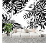 Wallpaper Wall Sticker Plant Palm Leaf Lines Non-Woven Print Photo Wallpaper White Photo Wall Art for Bedroom Study Game Room Living Room Decor 400x280cm