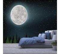 Wallpaper Wall Stickers Self-Adhesive Mural 3D Night Moon Landscape 350(W)X256(H)Cm For Living Room Bedroom Children'S Room Restaurant Office Wall Photo Wall Decoration Tv Background Wall Art -4289417