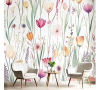 Wallpaper Watercolor Wildflowers, Silk Fabric Wall Mural Floral Illustration Style Wall Decoration 200×150 Cm Poster Design Mural for Living Room Kids Bedroom - Mixed Colors