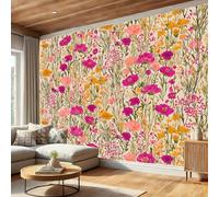 Wallpaper Watercolor Wildflowers, Silk Fabric Wall Mural Pastoral Style Wall Decoration 350×256 Cm Poster Design Mural for Living Room Kids Bedroom - Mixed Colors