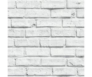 Wallpaper White Paper Painted Brick Effect Paste-The-Paper 53cm Repeat LoftLook