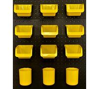 WallPeg Pegboard Bins (12 Mix Yellow Bins & Cups)