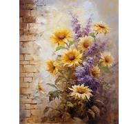 Wallphantom Advanced 11CT Embroidery Cross Stich Kit Adults Beginners,Rural Landscape,Sunflower Flowers in The Corner,Stamped Cross Stitch Kits,Christmas,Birthday Gifts Needlework Kit,40x50cm