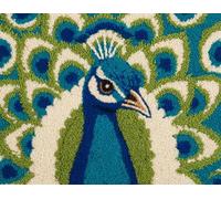 Wallphantom Animal Bird DIY Latch Hook Rug Kits for Adults,Beautiful Green Peacock,Tapestry Pre-Printed Patterns Carpet Needlework Crochet Yarns Latch Hooking Mat Cushion for Home Decor,80x160cm