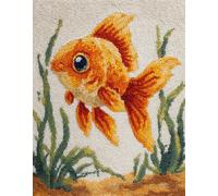 Wallphantom Animal DIY Craft Latch Hook Rug Kits,Little Goldfish,Printed Carpet Crochet Yarn Kits,Handcraft Cushion Crocheting Hook Home Decoration for Family Friends,55x75cm