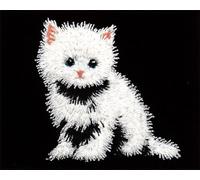 Wallphantom Animal DIY Latch Hook Rug Kits for Adults,Silhouette of a White cat,Tapestry Pre-Printed Patterns Carpet Needlework Crochet Yarns Latch Hooking Mat Cushion for Home Decor,80x160cm