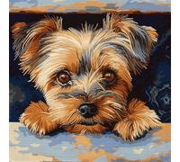 Wallphantom Animal Dog 11CT Cross Stitch Pillow Kit,Cute Yorkshire Terrier,DIY Embroidery Pillow Covers Kit for Living Room Sewing Art Home Decoration,45x45cm