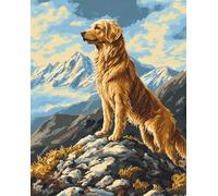 Wallphantom Animal Dog Latch Hook Rug Kits for Adults Beginners,Golden Retriever,Latch Hook Kits for Bedroom,Living Cushion Adult Craft Gifts,52x38cm