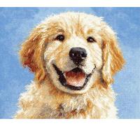 Wallphantom Animal Dog Latch Hook Rug Kits for Adults Beginners,Golden Retriever Puppy,Latch Hook Kits for Bedroom,Living Cushion Adult Craft Gifts,52x38cm