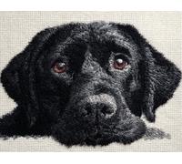 Wallphantom Animal Dog Latch Hook Rug Kits for Adults,Black Labrador,DIY Crochet Yarn Carpet Embroidery Rug Kit,Latch Hook 3D Craft for Home Decor Festival Gift,52x38cm