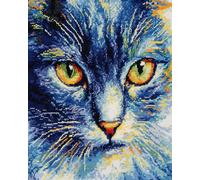 Wallphantom Animal Latch Hook Kits for Adults Rug,A Cute Blue cat,Latch Hook Kits DIY Crochet Handcraft Rug Hooking Kit for Kids and Adults,55x75cm