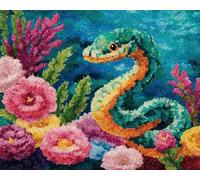 Wallphantom Animal Latch Hook Rug Kit for Adults,Snakes and Flowers,Printed Canvas Crochet Yarn Floor Mat Embroidery DIY Hook and Latch Kit Carpet for Christmas Decoration,52x38cm