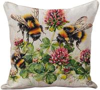 Wallphantom Cross Stitch Cushion Covers Kits,Bees on Clover Flowers,Embroidery Kit Printed Tapestry Canvas 11Ct Cushion Kit for Creative Home Decor,45x45cm