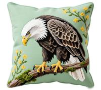 Wallphantom Cross Stitch Cushion Kits for Adults,Animal Bald Eagle,Cushion Needlepoint Craft Set pre Printed Handmade Cushion Cover Kit,45x45cm