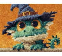 Wallphantom Cute Animals Latch Hook Kits Rugs,Little Dinosaur Wearing a hat,Handmade Self Knotting Set,Tapestry Kits for Adults,Cushion Latch Hook Rug Pre-Printed Pattern Craft for Adults,80x115cm