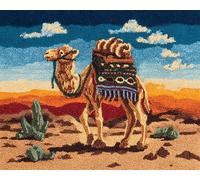Wallphantom Desert Landscape Latch Hook Kits for Adults Rug,Animal Camel,Latch Hook Kits DIY Crochet Handcraft Rug Hooking Kit for Kids and Adults,55x75cm